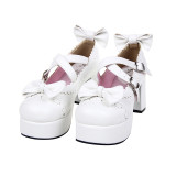 Angelic Imprint - High Chunky Heel Round Toe Buckle Sweet Platform Lolita Shoes with Bow