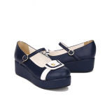 Angelic Imprint - Middle Heel Round Toe Buckle Sailor Lolita Platform Shoes