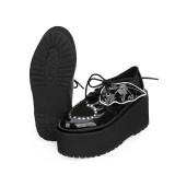 Angelic Imprint - High Heel Round Toe Gothic Punk Black Lolita Platform Shoes with Bow
