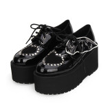 Angelic Imprint - High Heel Round Toe Gothic Punk Black Lolita Platform Shoes with Bow