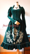 Surface Spell -Judgment Day- Embroidery Long Sleeve Knee Length Gothic Lolita OP One Piece Dress for Autumn and Winter