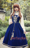 Surface Spell -Bourbon Dynasty- Embroidery Vintage Long Sleeve Knee Length Gothic Lolita Dress for Autumn and Winter
