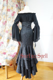 Surface Spell -Mermaid Vintage- Gothic High Waist Ankle Length Long Mermaid Split Lolita Skirt