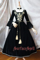 Surface Spell -Bourbon Dynasty- Embroidery Vintage Long Sleeve Knee Length Gothic Lolita Dress for Autumn and Winter