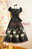 Surface Spell -Dancing Rose- Embroidery Short Sleeve Calf Length Gothic Lolita OP One Piece Dress