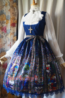 Surface Spell -The Rosary- Printed High Waist Corset Gothic Lolita JSK Jumper Skirt