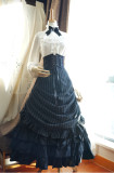 Surface Spell -Gothic Academy- Striped High Waist Ankle Length Long Gothic Lolita Skirt