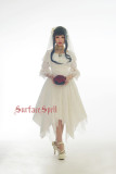 Surface Spell -White Crystal and Black Agate- Steel Boning High Waist Gothic Lolita Skirt