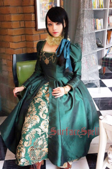Surface Spell -The Other Boleyn Girl- Long Sleeves Vintage Gothic Lolita OP One Piece Dress