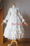 Surface Spell -The Nymphaeum- Long Sleeves Plicated Gothic Uniclor Lolita OP One Piece Dress