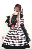 Surface Spell -Virtual Joker- High Waist Short Sleeves Argyle Gothic Lolita OP One Piece Dress