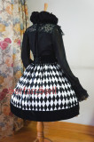 Surface Spell -Virtual Joker- Black and White Argyle High Waist Fishbones Gothic Lolita Skirt