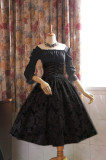 Surface Spell -Lady in Darkness- Dark-striped High Waist Fishbone Lolita Skirt