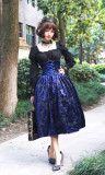 Surface Spell -Lady in Darkness- Dark-striped High Waist Fishbone Lolita Skirt