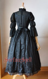 Surface Spell -Lady in Darkness- Middle Length Sleeves Dark-striped Stand Collar Lolita OP One Piece Dress