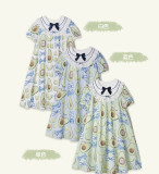 Summer Fairy -Avocado Hedgehog- Short Sleeve Hight Waist Casual Lolita OP One Piece Dress