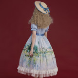 Summer Fairy -Monet Oil Painting- Short Sleeves Classic Lolita OP One Piece Dress