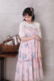 Summer Fairy -Hydrangea- High Waist Casual Lolita JSK Jumper Dress with Adjustable Shoulder Strap