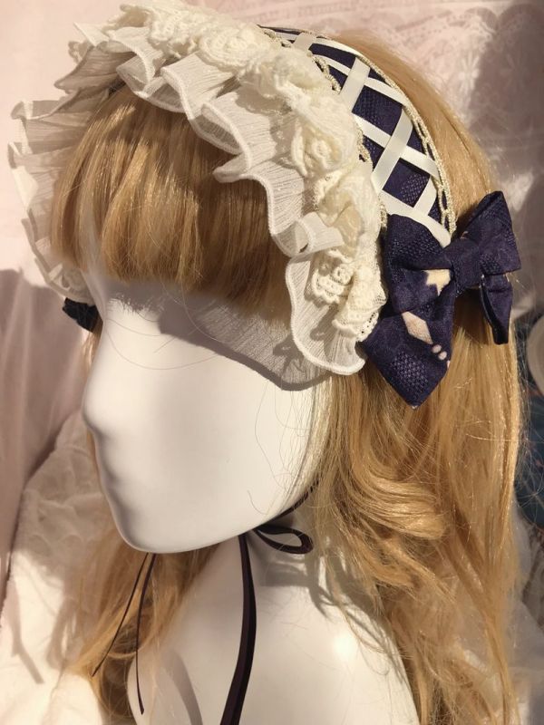 Yilia -Peacock Cross- Classic Lolita Headdress(Headband, Bow Hairpin)