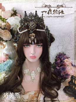 One Night Language - The Crown of Laurence - Vintage Classic Lolita Crown(Dark Blue Version)