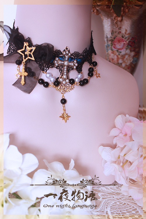 One Night Language - Gothic Lolita Necklace with Beads