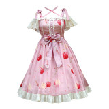 Brocade Garden -Apple Garden- Sweet Casual Lolita JSK Jumper Skirt Dress with Adjustable Sleeves