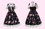 Brocade Garden -Apple Garden- Sweet Casual Lolita JSK Jumper Skirt Dress with Adjustable Sleeves