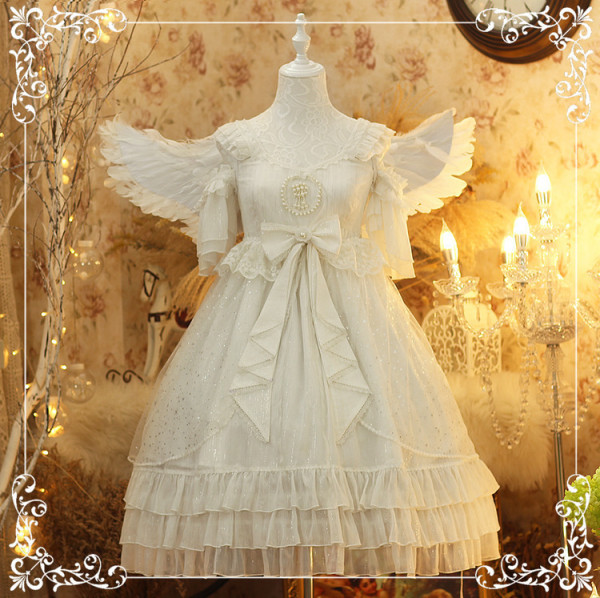 Diamond Star -Luna- White Sweet Lolita OP One Piece Dress