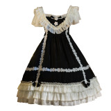 Diamond Star -Black Bunn- Black Classic Vintage Lolita OP One Piece Dress