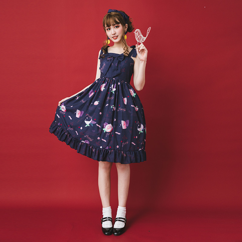 Us 43 99 Eieyomi Peach Spirit Casual Lolita Jsk Jumper Dress