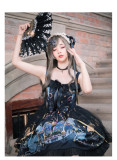 Yingluofu -The Night- Black Gothic Lolita JSK Jumper Skirt