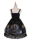 Yingluofu -The Night- Black Gothic Lolita JSK Jumper Skirt