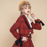PomPom -Puppet- Long Sleeve Ouji Lolita Plaid Short Coat