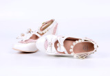 Dong Family -Snow White- Middle Chunky Heel Round Toe Buckle Sweet Lolita Shoes with Bow and Pearl