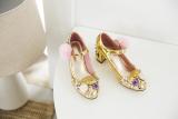 Blooming Flower - High Chunky Heel Pointed Toe Classic Vintage Lolita Shoes