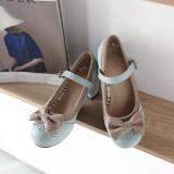 Blooming Flower - Low Chunky Heel Round Toe Buckle Classic Vintage Lolita Shoes with Bow