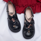 Little Monk - Round Toe Buckle Sweet Lolita Flat Shoes with Bow