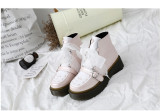 Little Monk - High Heel Round Toe Buckle Platform  Ankle Length Pink Sweet Lolita Boots