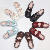 Little Monk - Round Toe Buckle Sweet Lolita Flat Shoes with Bow