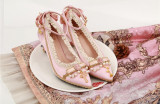 Rose and Cross Lolita Heel Shoes with Beads(Leather Version)