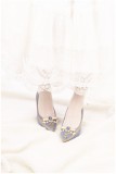 Rose and Cross Lolita Heel Shoes with Beads(Suede-mixed PU Version)