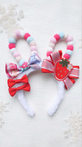 Alice Girl -Cream Strawberry- Sweet Cute Rabbit Ear Headdress