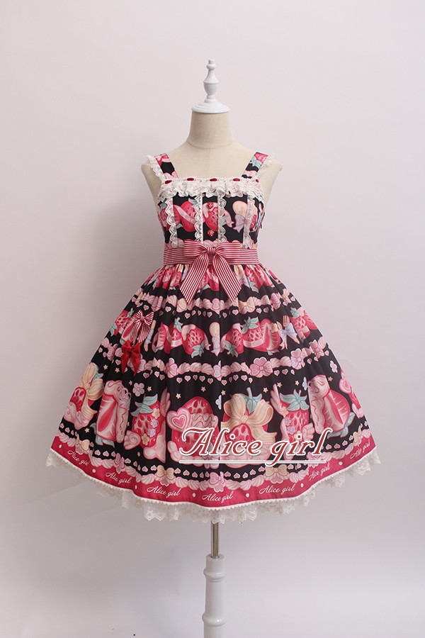 US$ 54.99 - Alice Girl -Cream Strawberry- Sweet Lolita JSK Jumper