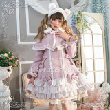 Rotate Ballet -Snow Kiss of Nightfall- Warm Wool Lolita Long Coat with Fur Collar and Cape for Winter