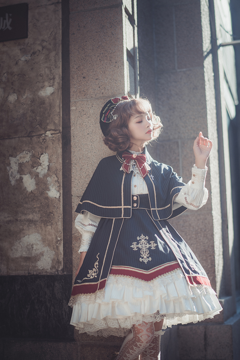 【SIKA Lolita/Mサイズ】 Crossケープ付きワンピース US$ 92.99 - Sika Lolita -The Cross- Long Sleeve Classic