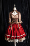 The Little Hunters in Red Riding Hood - Steam Punk Lolita OP Dress and Petticoat Set