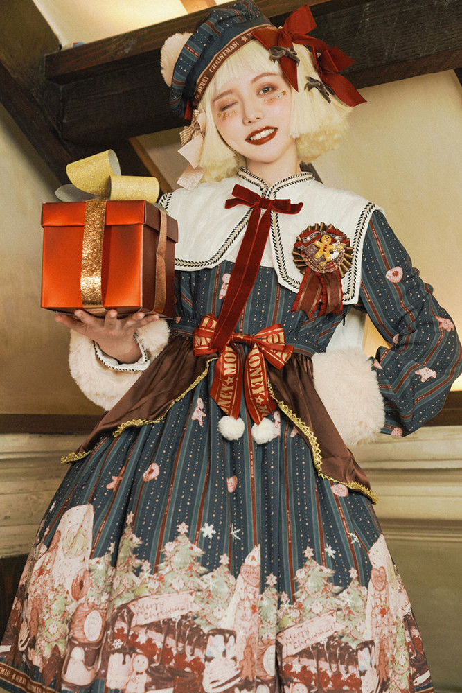 US$ 102.99 - MoiMoiHoney -Christmas Cookies- Sweet Christmas Lolita One  Piece Dress - m.lolitaknot.com