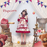 Cat Can -Popcorn- High Waist Christmas Lolita One Piece Dress