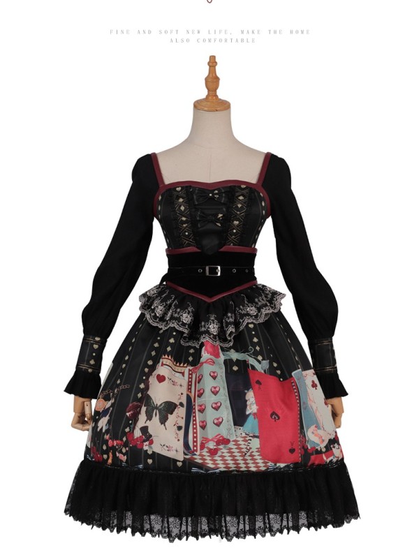 Poker Punk Lolita One Piece Dress(Version I)