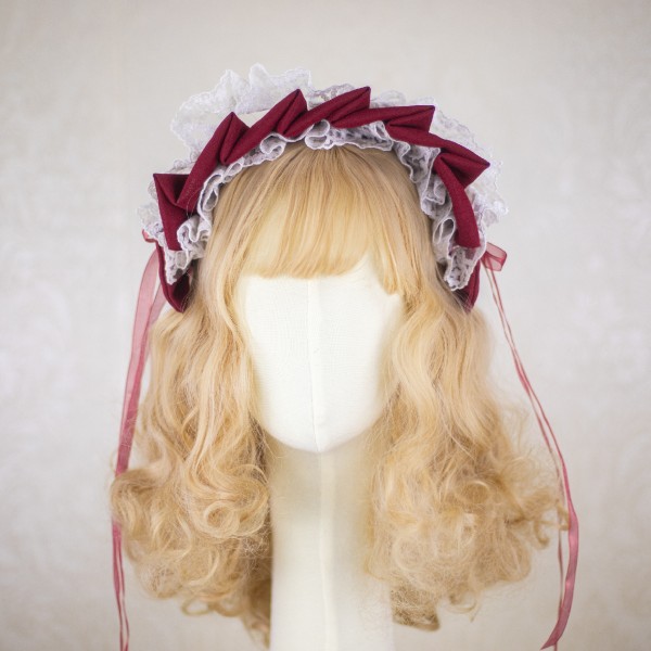 Mofina -Cranberry- Lolita Headbow and Hairclips